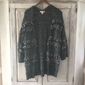Knox Rose Black/Gray Fuzzy Cardigan